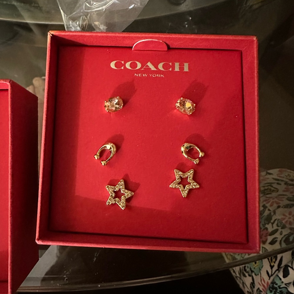 Coach Gold Star and Hoop Earring Set E-103